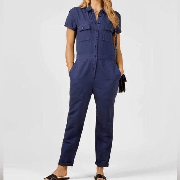 Outerknown S.E.A. Suit Utility Dark Navy Short Sleeve Jumpsuit Medium NWT - Picture 9 of 11